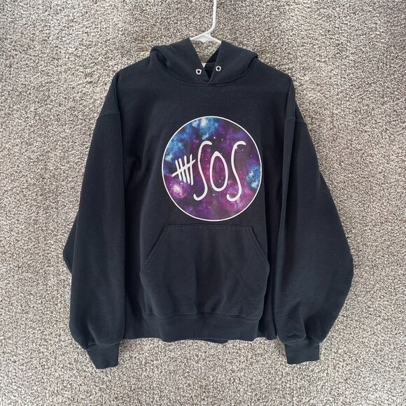 5 Seconds Of Summer Hoodie Sweatshirt Adult Large Black Pullover Concert Band - Picture 1 of 9
